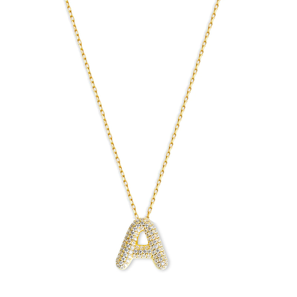 Gold Bubble Letter Necklace (Pendant & Chain) – / SELF PROMOTION STUDIOS /